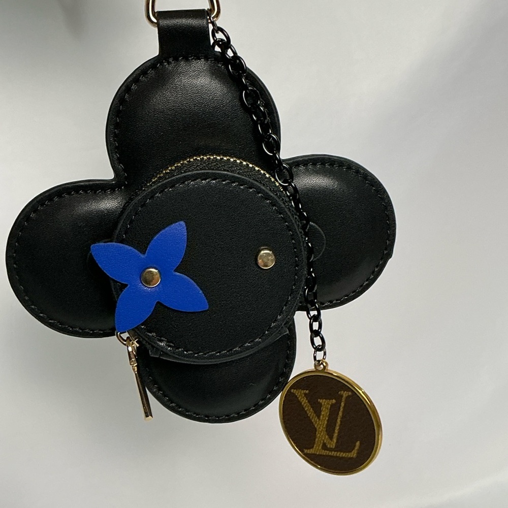 Black & Blue Designer Keychain Bag Charm Coin Purse Air Pods Monogram Canvas LV - Picture 4 of 14